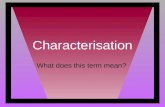 Characterisation What does this term mean?. Characterisation Characterisation is a word that describes how the author develops the personality of the.