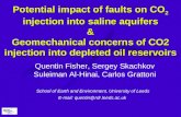 Potential impact of faults on CO 2 injection into saline aquifers & Geomechanical concerns of CO2 injection into depleted oil reservoirs Quentin Fisher,