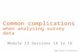 SADC Course in Statistics Common complications when analysing survey data Module I3 Sessions 14 to 16.