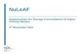 NuLeAF Opportunities for Storage Consolidation of Higher Activity Wastes 4 th November 2011.