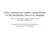 1 Price behaviour under competition in UK Domestic Electricity Supply Monica Giulietti, Jesus Otero and Michael Waterson Presented by Michael Waterson,