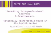 CAIPE AGM June 2009 Embedding Interprofessional Learning & Development: Nationally Transferable Roles in the health sector Filao Wilson, Skills for Health.