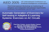 1 Automatic Generation of Exercises for Self-testing in Adaptive E-Learning Systems: Exercises on AC Circuits Third International Workshop on Authoring.