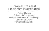 Practical Free-text Plagiarism Investigation Fintan Culwin School of Computing London South Bank University London SE1 0AA fintan@sbu.ac.uk.