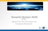 Towards Horizon 2020 APRE- Agency for the Promotion of European Research.