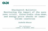 Shockwatch Bulletin: Monitoring the impact of the euro zone crisis, China/India slow-down, and energy price shocks on lower-income countries Isabella Massa.