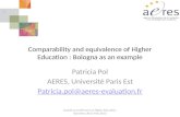 Comparability and equivalence of Higher Education : Bologna as an example Patricia Pol AERES, Université Paris Est Patricia.pol@aeres-evaluation.fr Arab-Euro.