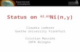 Status on 62,63 Ni(n, ) Claudia Lederer Goethe University Frankfurt Cristian Massimi INFN Bologna.