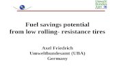 Fuel savings potential from low rolling- resistance tires Axel Friedrich Umweltbundesamt (UBA) Germany.