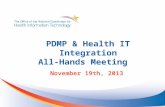 PDMP & Health IT Integration All-Hands Meeting November 19th, 2013.