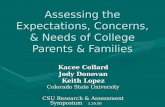 Assessing the Expectations, Concerns, & Needs of College Parents & Families Kacee Collard Jody Donovan Keith Lopez Colorado State University CSU Research.