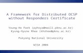 A Framework for Distributed OCSP without Responders Certificate Young-Ho Park (pyhoya@mail1.pknu.ac.kr) Kyung-Hyune Rhee (khrhee@pknu.ac.kr) Pukyong National.