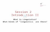 Session 2 Introduction II What is Linguistics? What kinds of linguistics are there?
