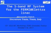 The S-band RF System for the FERMI@Elettra linac Alessandro Fabris Sincrotrone Trieste, Trieste, Italy 15 th ESLS-RF Workshop, ESRF, Grenoble, France October.