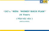LICs NEW MONEY BACK PLAN 25 Years ( Plan No. 821 ) UIN:51278VO1 LICs NEW MONEY BACK PLAN 25 Years ( Plan No. 821 ) UIN:51278VO1.