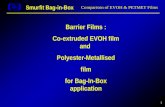 1 Comparison of EVOH & PETMET Films Smurfit Bag-in-Box Barrier Films : Co-extruded EVOH film and Polyester-Metallised film for Bag-In-Box application.