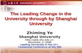 The Leading Change in the University through by Shanghai University Zhiming Ye Shanghai University  December 3, 2008 Leading University.