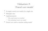 Valuation 9: Travel cost model A simple travel cost model of a single site Multiple sites Implementation –The zonal travel cost method –The individual.
