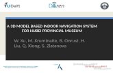 A 3D MODEL BASED INDOOR NAVIGATION SYSTEM FOR HUBEI PROVINCIAL MUSEUM W. Xu, M. Kruminaite, B. Onrust, H. Liu, Q. Xiong, S. Zlatanova.