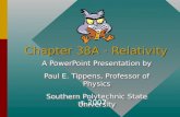 Chapter 38A - Relativity A PowerPoint Presentation by Paul E. Tippens, Professor of Physics Southern Polytechnic State University A PowerPoint Presentation.