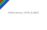 HTML forms, HTTP, & REST. HTML Forms A composition of controls that include buttons, checkboxes, text input, etc. that are used to capture user input.