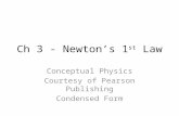 Ch 3 - Newtons 1 st Law Conceptual Physics Courtesy of Pearson Publishing Condensed Form.