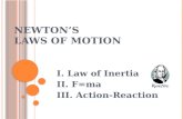 N EWTON S L AWS OF M OTION I. Law of Inertia II. F=ma III. Action-Reaction.