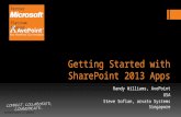 Getting Started with SharePoint 2013 Apps Randy Williams, AvePoint USA Steve Sofian, arvato Systems Singapore.