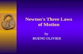 Newton's Three Laws of Motion by BUENO OLIVIER Isaac Newton (1642-1727) Life & Character –Born at Woolsthorpe in Lincolnshire (England) –entered Cambridge.