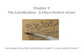 Chapter 9 The Constitution: A More Perfect Union I can explain how the Constitution created a more perfect Union.