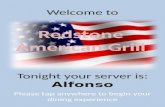Welcome to Tonight your server is: Alfonso Menu Choice Gluten-Free Vegetarian None G.
