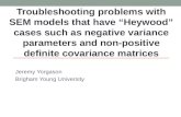 Jeremy Yorgason Brigham Young University Troubleshooting problems with SEM models that have Heywood cases such as negative variance parameters and non-positive.