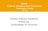 NERC Critical Infrastructure Protection Advisory Group (CIP AG) Electric Industry Initiatives Reducing Vulnerability To Terrorism.
