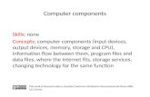 Computer components Skills: none Concepts: computer components (input devices, output devices, memory, storage and CPU), information flow between them,
