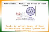 Mathematical Models for Modes of Heat Action P M V Subbarao Professor Mechanical Engineering Department Tools to select Means of Heat Interactions between.