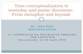 Dr. Anna Piata apiata@enl.uoa.gr 1 ST SYMPOSIUM ON FIGURATIVE THOUGHT AND LANGUAGE Thessaloniki, 25-26 April 2014 Time conceptualization in everyday and.