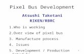 1 Pixel Bus Development Atsushi Taketani RIKEN/RBRC 1.Who is working 2.Over view of pixel bus 3. Manufacture process 4. Issues 5. Development / Production.