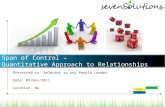 Presented to: Relevant to any People Leader Date: 09/Nov/2011 Location: NA Span of Control – Quantitative Approach to Relationships Span of Control – Quantitative.
