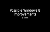 Possible Windows 8 Improvements By: Scott Hill. Improve Windows 8 Split Screen Mode The only options for split screen mode currently is to have one screen.