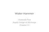 Water Hammer Unsteady flow Rapid change of discharge Chapter 11.