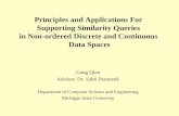 Principles and Applications For Supporting Similarity Queries in Non-ordered Discrete and Continuous Data Spaces Gang Qian Advisor: Dr. Sakti Pramanik.