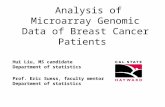 Analysis of Microarray Genomic Data of Breast Cancer Patients Hui Liu, MS candidate Department of statistics Prof. Eric Suess, faculty mentor Department.