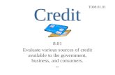 8.01 Evaluate various sources of credit available to the government, business, and consumers. T008.01.01 G3.