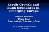 Credit Growth and Bank Soundness in Emerging Europe Natalia Tamirisa Deniz Igan International Monetary Fund The 13 th Dubrovnik Economic Conference June.