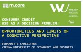 CONSUMER CREDIT USE AS A DECISION PROBLEM: OPPORTUNITIES AND LIMITS OF A COGNITIVE PERSPECTIVE BERNADETTE KAMLEITNER VIENNA UNIVERSITY OF ECONOMICS AND.