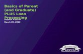 Basics of Parent (and Graduate) PLUS Loan Processing Session #30544 March 20, 2012.