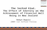 The Sorted Kiwi. The Effect of Identity on the Achievement of Financial Well Being in New Zealand Robyn Dupuis 2009 Ian Axford Fellow.