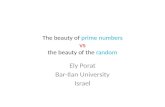 The beauty of prime numbers vs the beauty of the random Ely Porat Bar-Ilan University Israel.