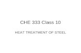 CHE 333 Class 10 HEAT TREATMENT OF STEEL. What and Why Heat Treat? HEAT TREATMENT is THERMAL PROCESSING to OPTIMISE MECHANICAL PROPERTIES. By heat treatment.