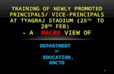 DEPARTMENT OF EDUCATION, GNCTD TRAINING OF NEWLY PROMOTED PRINCIPALS/ VICE-PRINCIPALS AT TYAGRAJ STADIUM (25 TH TO 28 TH FEB) - A MACRO VIEW OF 1.